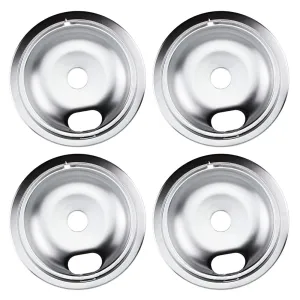 4Pc Heavy Duty Drip Pan Bowl 7.5" Chrome Electric Gas Stove Burner Range Cooktop