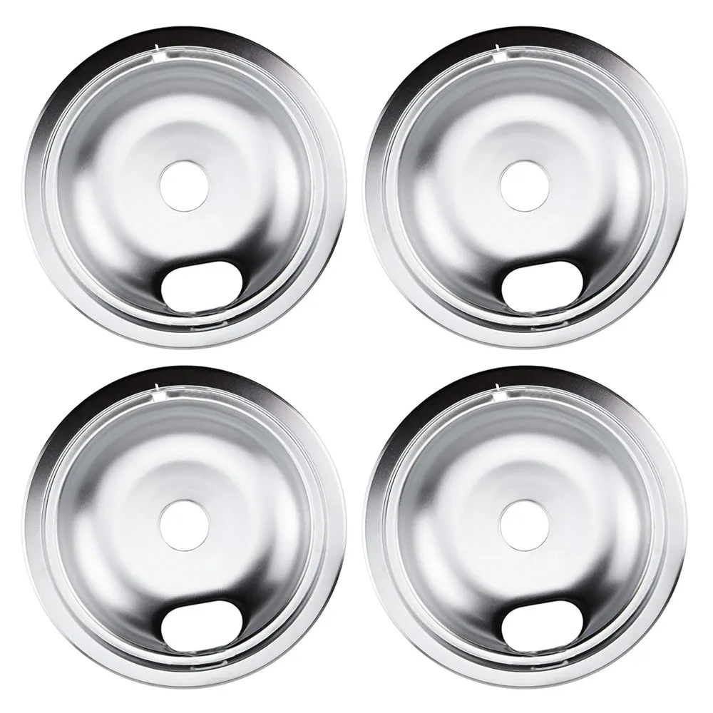 4Pc Heavy Duty Drip Pan Bowl 7.5" Chrome Electric Gas Stove Burner Range Cooktop
