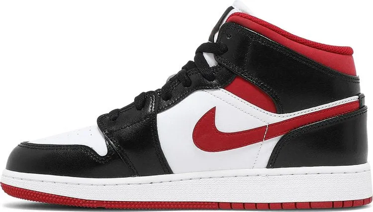 Air Jordan 1 Mid GS Black Gym Red, white