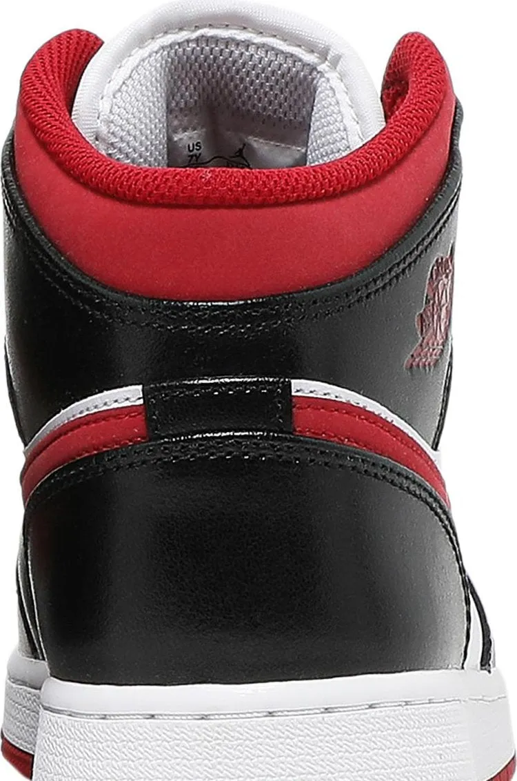 Air Jordan 1 Mid GS Black Gym Red, white
