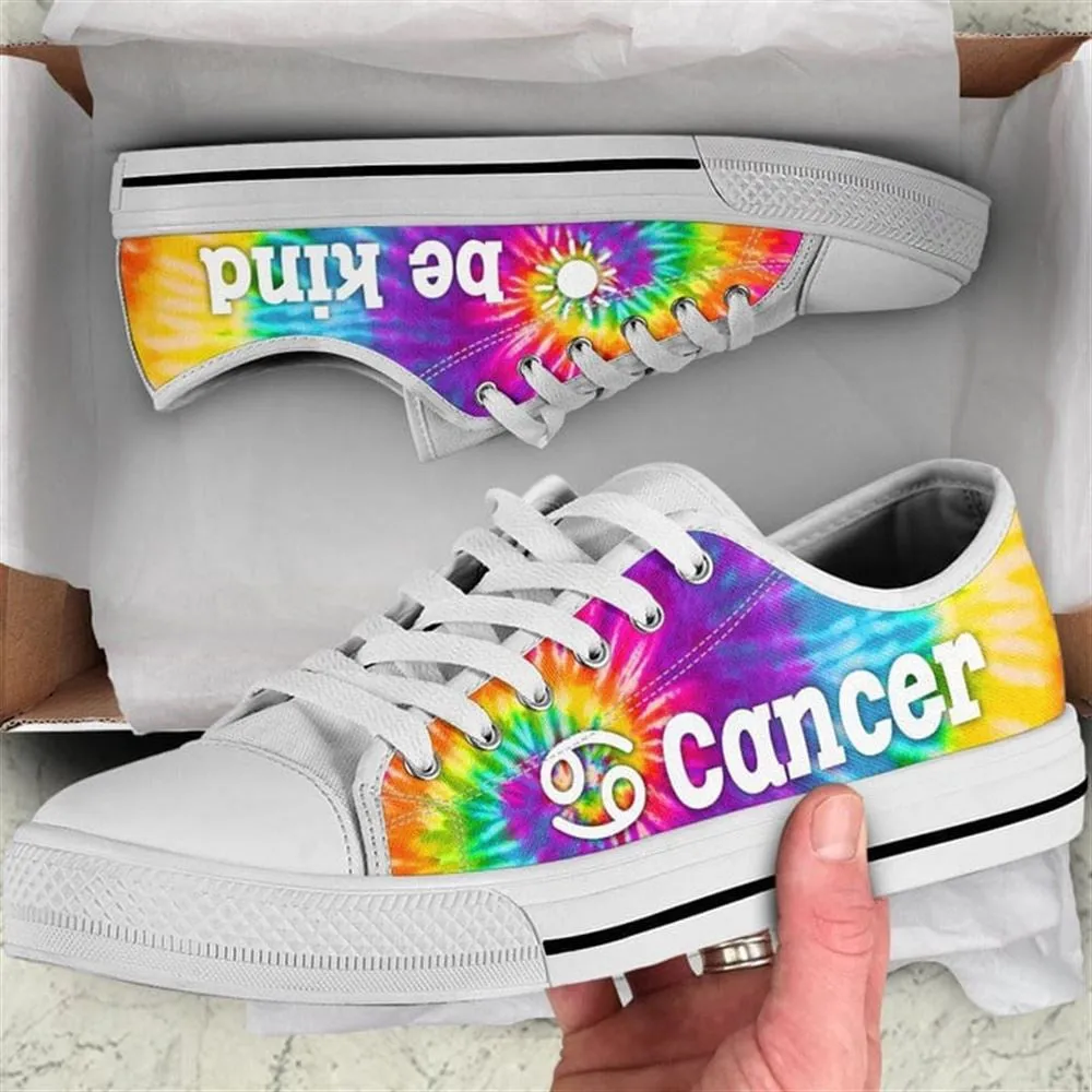Cancer Zodiac Sign Bekind Tie Dye Canvas Low Top Shoes, Best Canvas Shoes, Low Top Sneaker