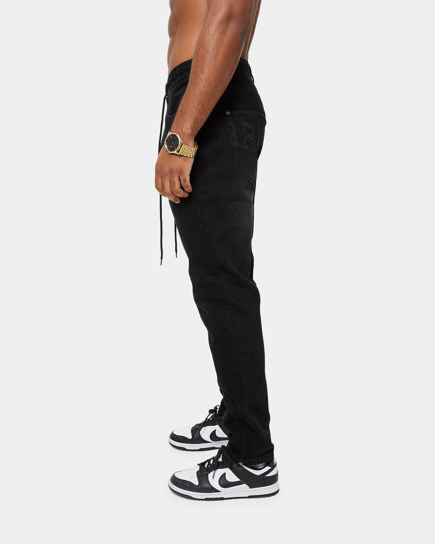 Carré Enorme Straight Tapered Jeans Washed Black