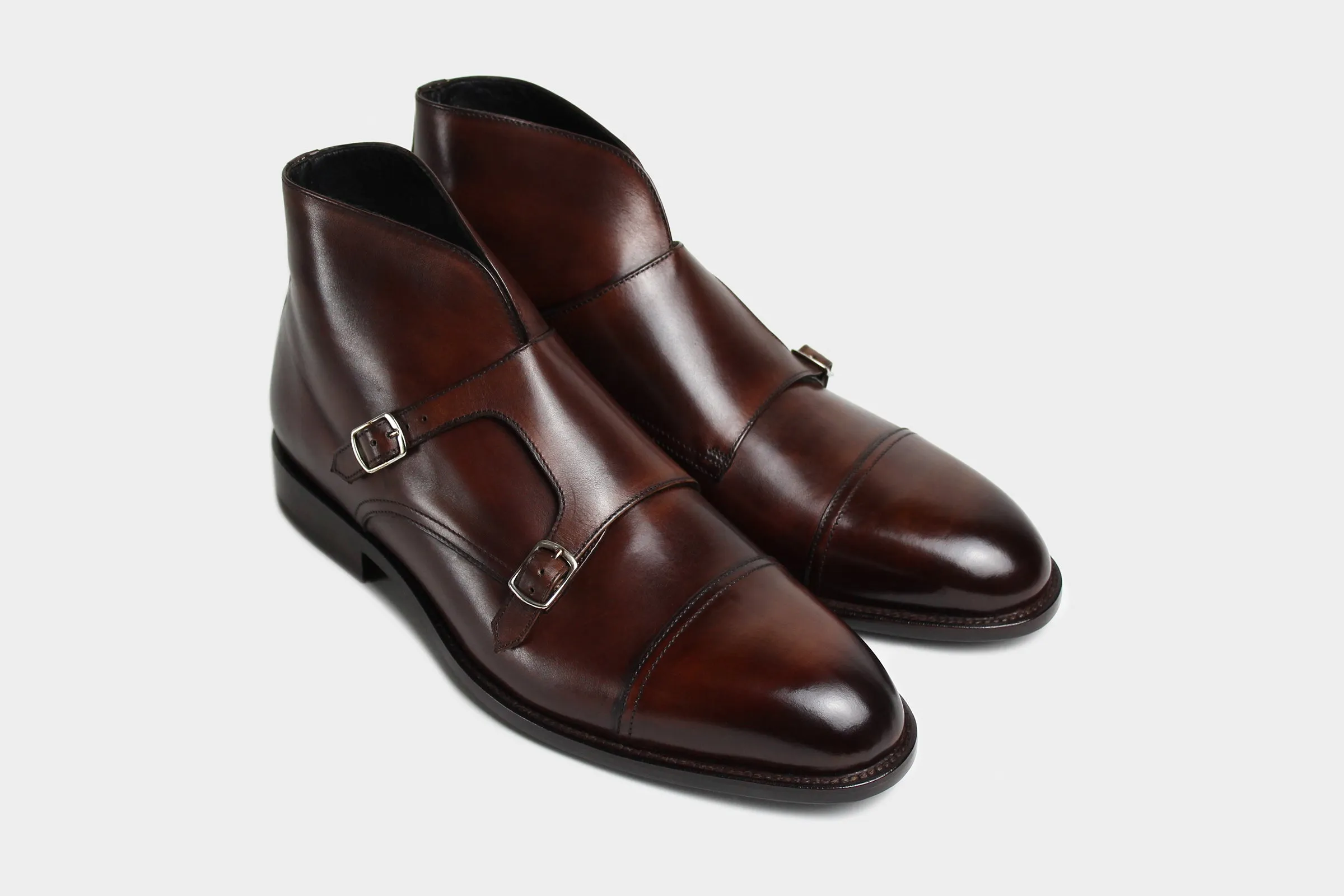 ENZO • Custom Fitted Bespoke Double Monk Strap Boots • HICKORY