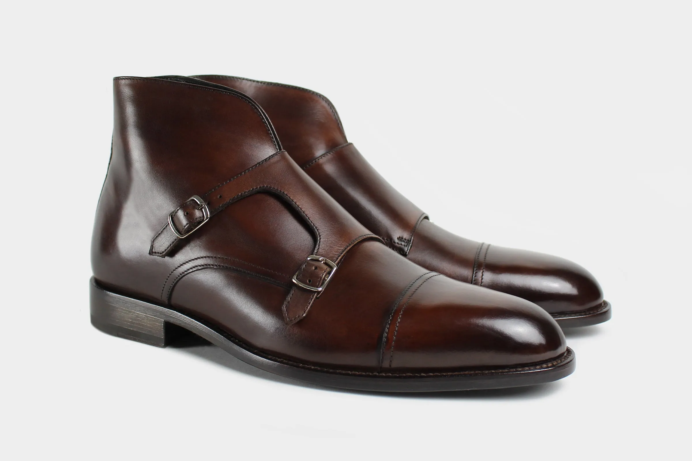 ENZO • Custom Fitted Bespoke Double Monk Strap Boots • HICKORY