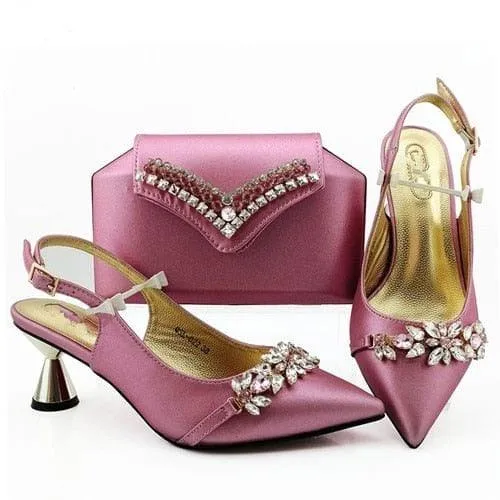 Fashion Lady Decorated Shoes and Bag Set