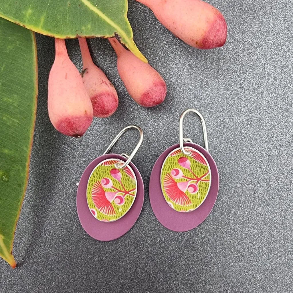 Gum Blossom Double Oval Earrings