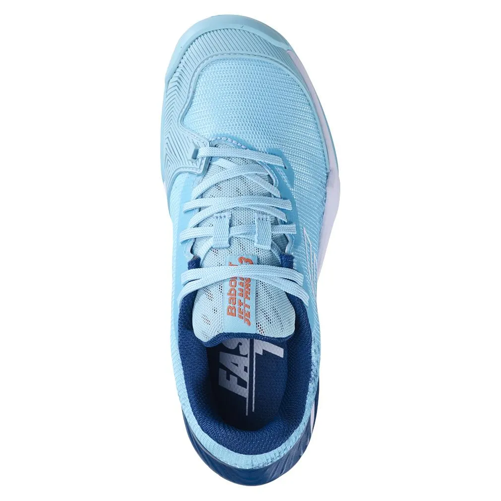 Juniors` Jet Mach 3 All Court Tennis Shoes White and Deep Dive Blue