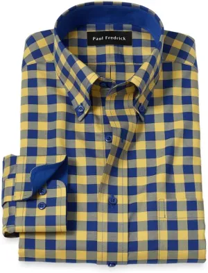 Paul Fredrick Men's Classic Fit Non-Iron Cotton Gingham Dress Shirt