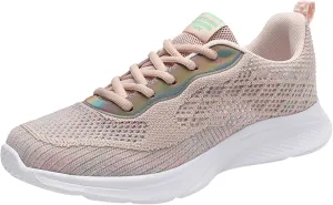 Slip on Walking Shoes for Women Memory Foam Non Slip Vintage Wide Running Shoes Breathable Gym Workout Shoes Fashion Lace Up Sneakers