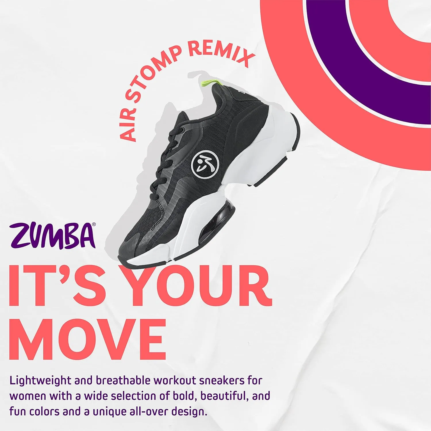 ZUMBA Womens Air Stomp Classic Athletic Shoes, Low-Top Dance Sneakers for Women
